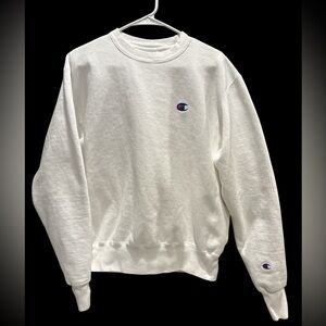 Champion Reverse Weave Sweatshirt Mens Medium White Crewneck Athletic Clean Cut